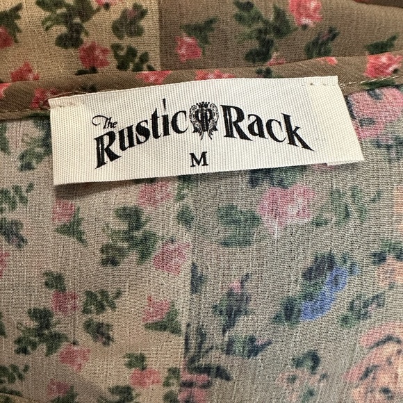 The rustic rack Floral Boho Sheer Long Sleeve Patchwork print tunic blouse - Picture 6 of 7